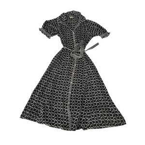 Max Studio Floral Shirt Dress with Belt Black and White Short Sleeve - Size L